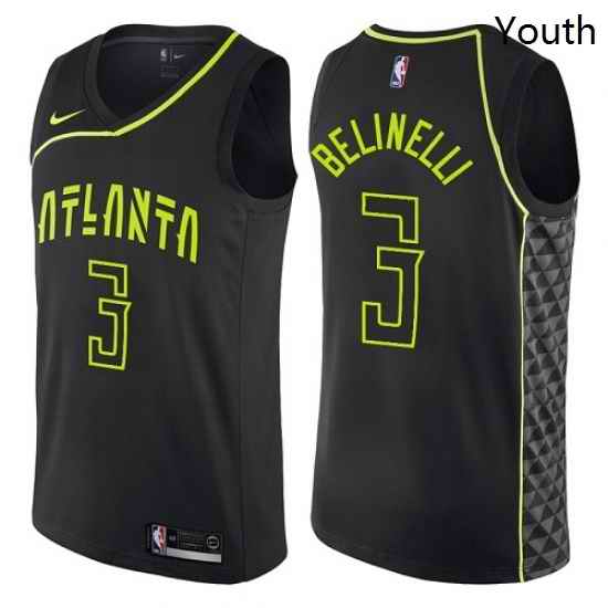 Youth Nike Atlanta Hawks 3 Marco Belinelli Swingman Black NBA Jersey City Edition